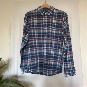 ✨Express size M blue plaid button up shirt